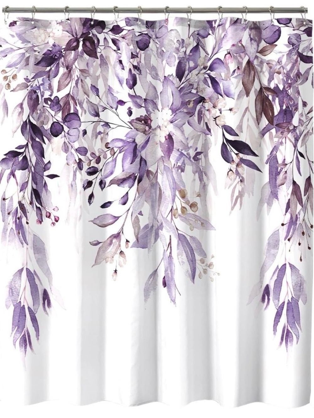Cosevier Purple Eucalyptus Shower Curtain with Hooks NWT